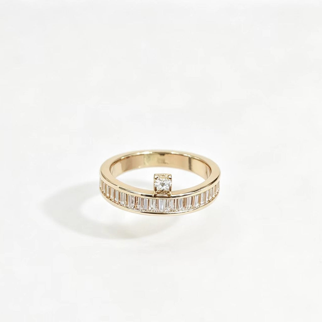 Gold-Tone Baguette Solitaire Ring