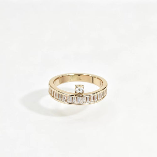 Gold-Tone Baguette Solitaire Ring