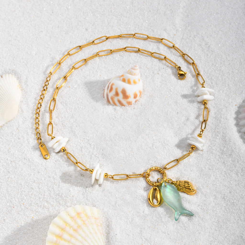 Seashell Charm Paperclip Necklace