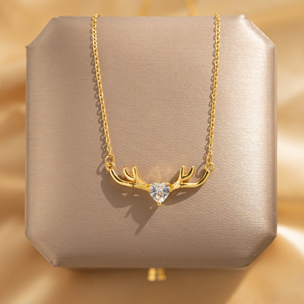 Golden Deer Antler Necklace