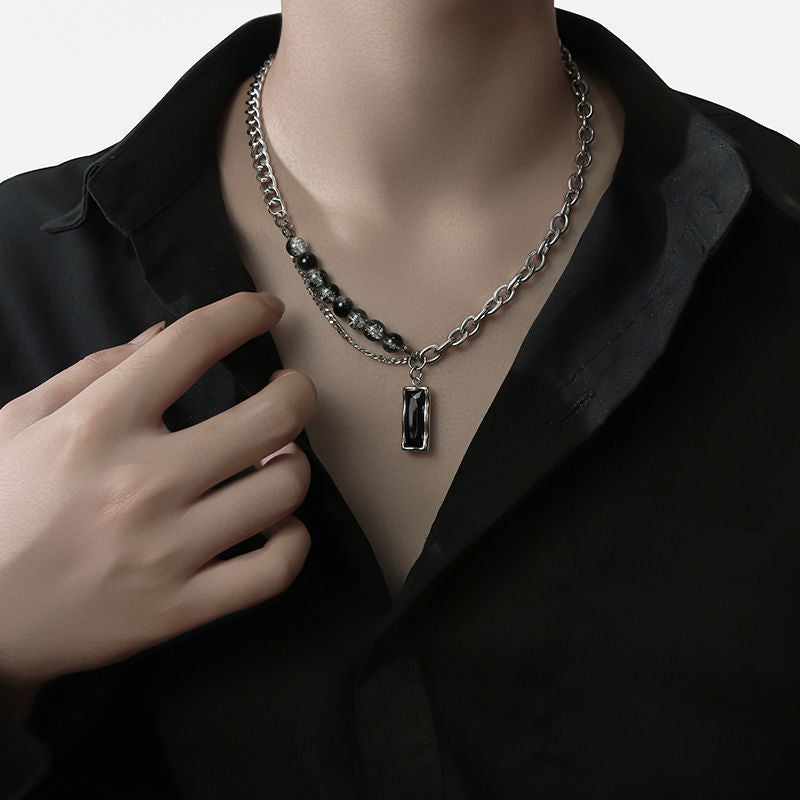 Men's Spliced Chain Pendant Necklace