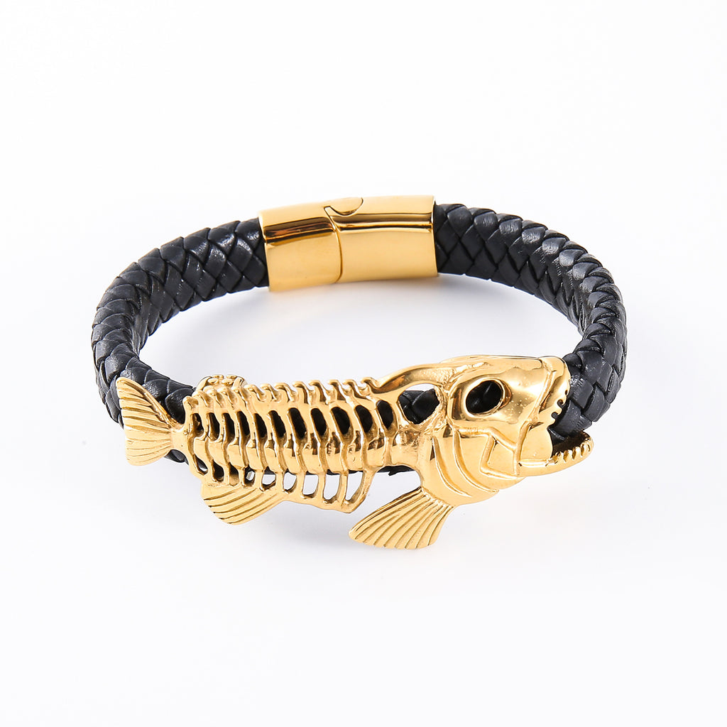 Men's Gold Fishbone Braided Bracelet