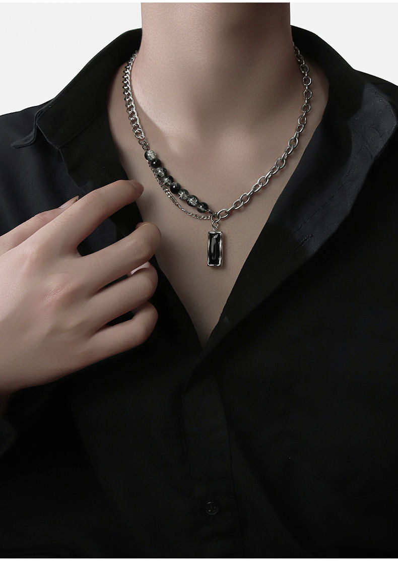 Men's Spliced Chain Pendant Necklace