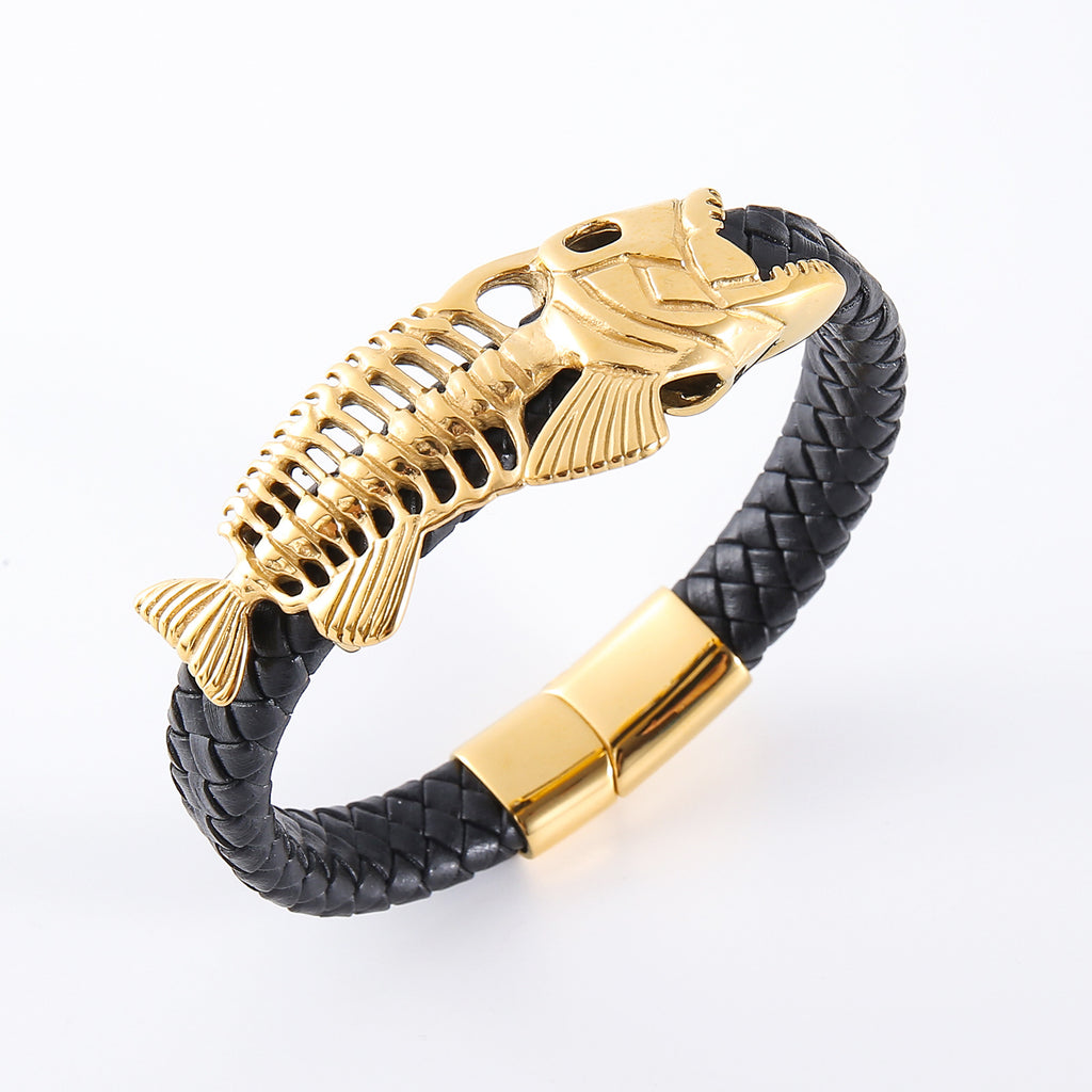 Men's Gold Fishbone Braided Bracelet