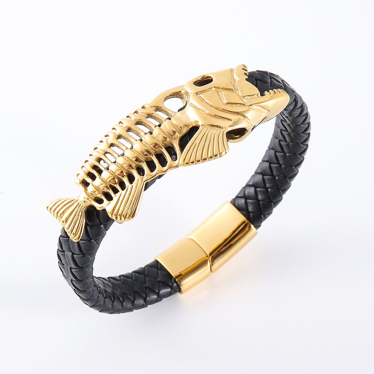 Men's Gold Fishbone Braided Bracelet