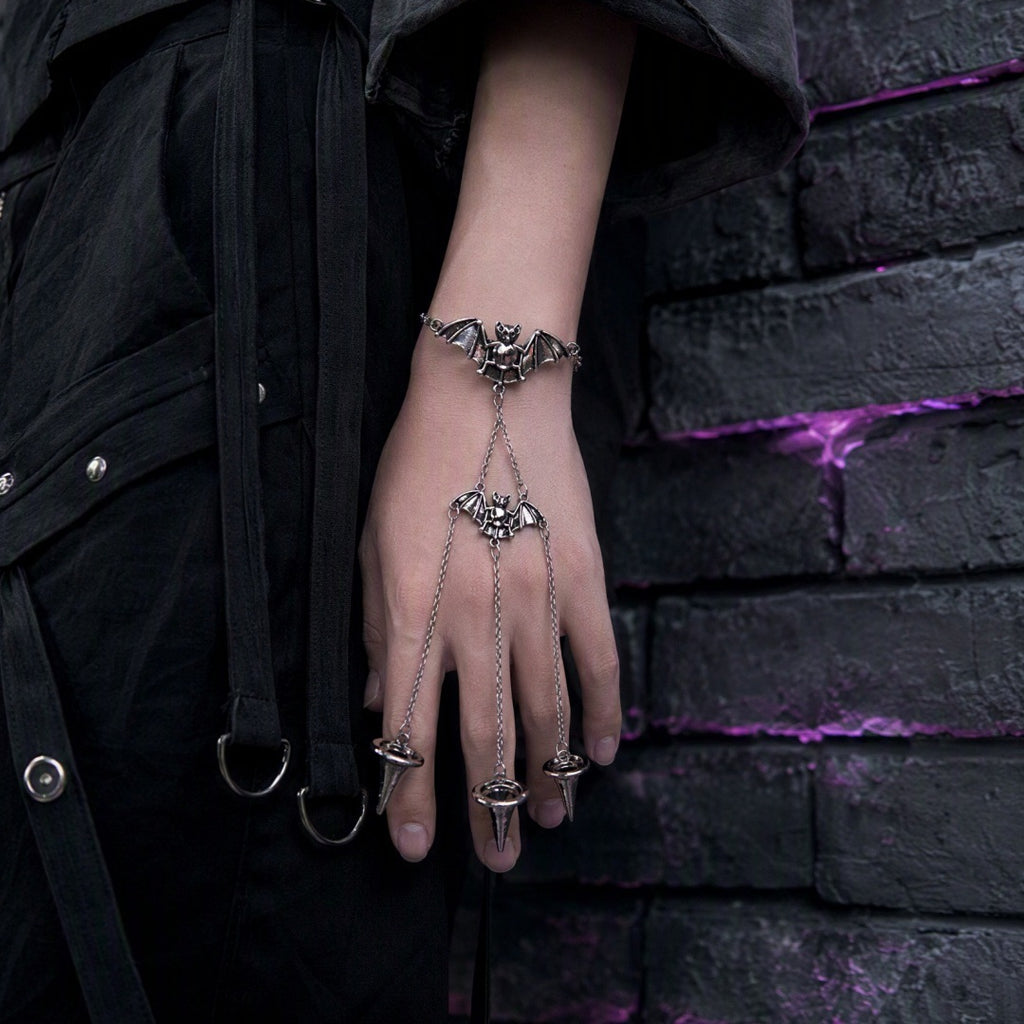 Gothic Bat Hand Chain Bracelet