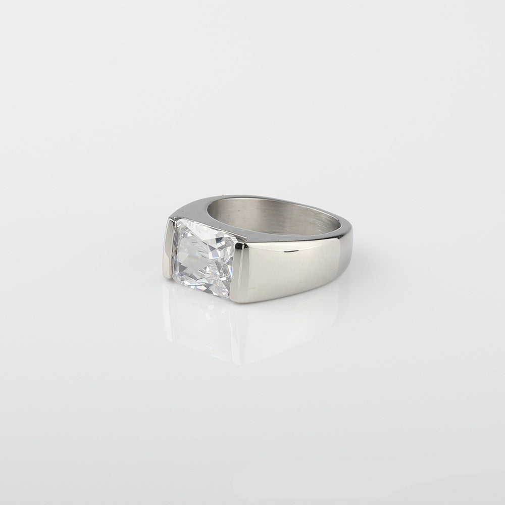 Square Zircon Solitaire Ring