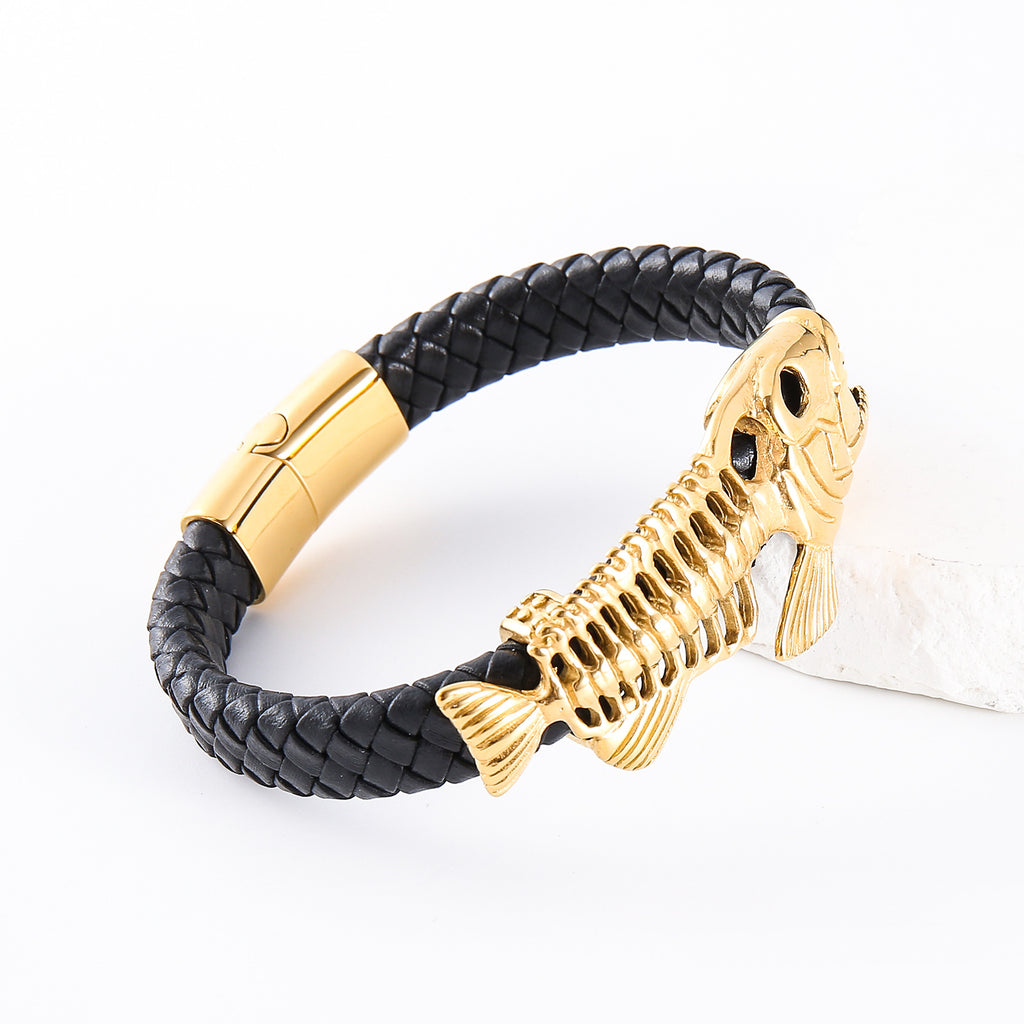 Men's Gold Fishbone Braided Bracelet