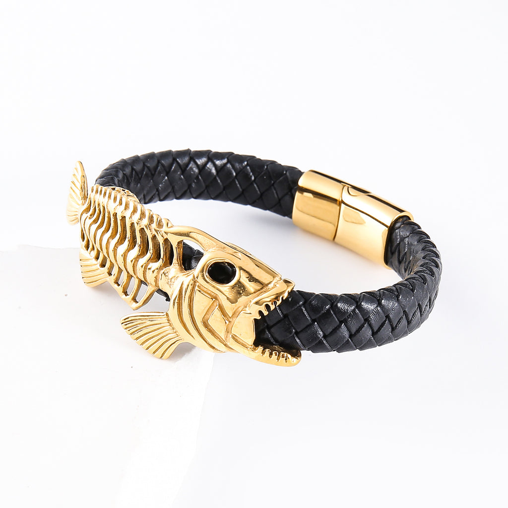 Men's Gold Fishbone Braided Bracelet