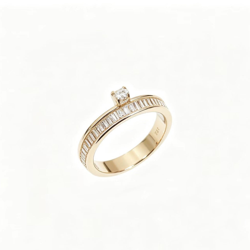 Gold-Tone Baguette Solitaire Ring