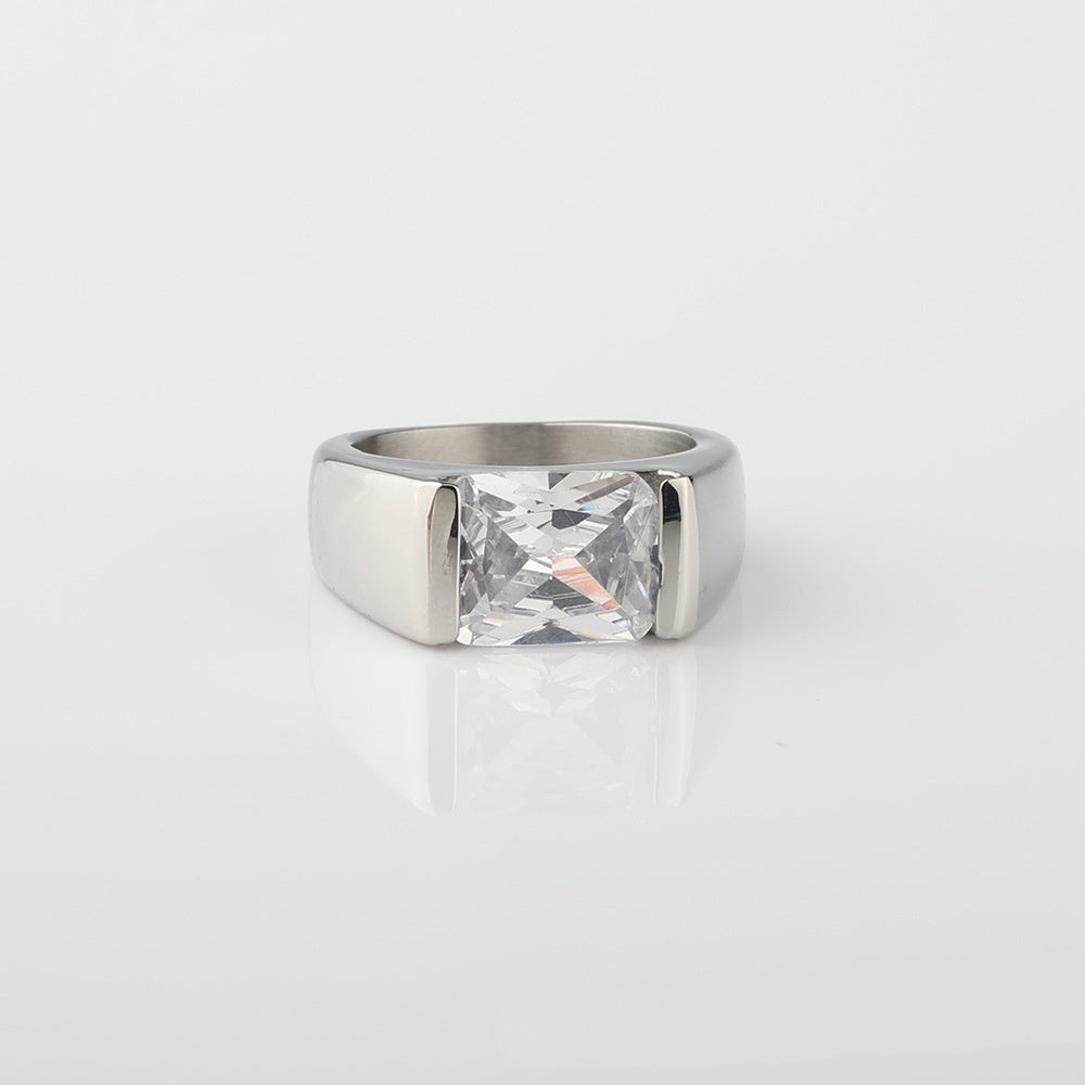 Square Zircon Solitaire Ring