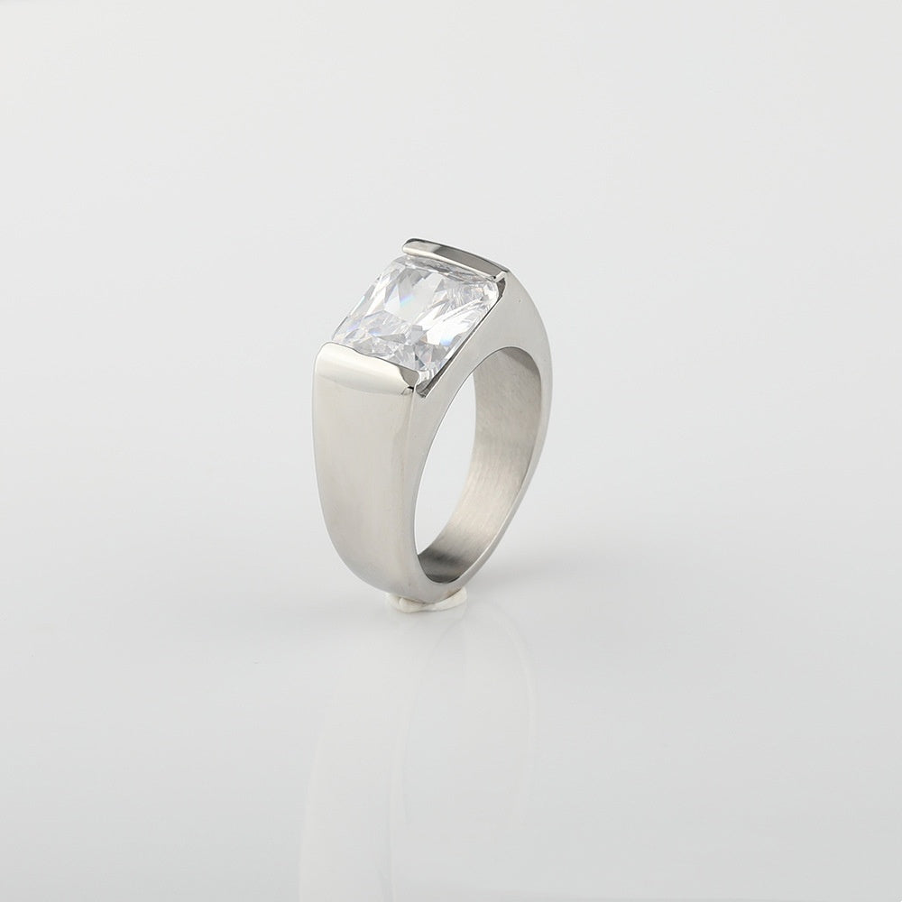 Square Zircon Solitaire Ring