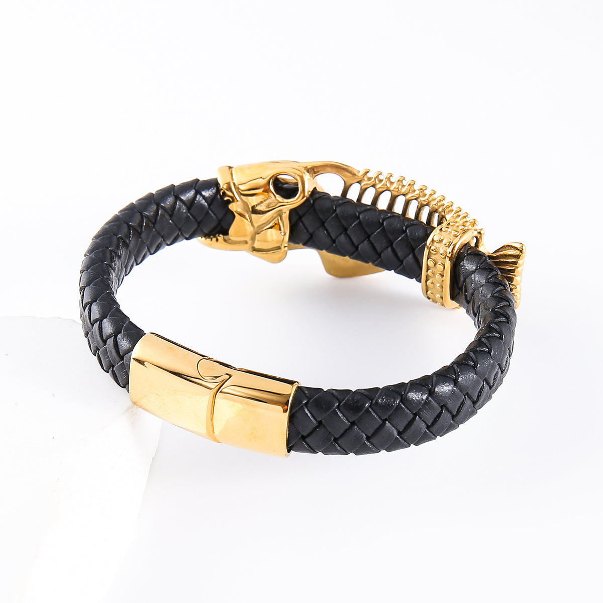 Men's Gold Fishbone Braided Bracelet