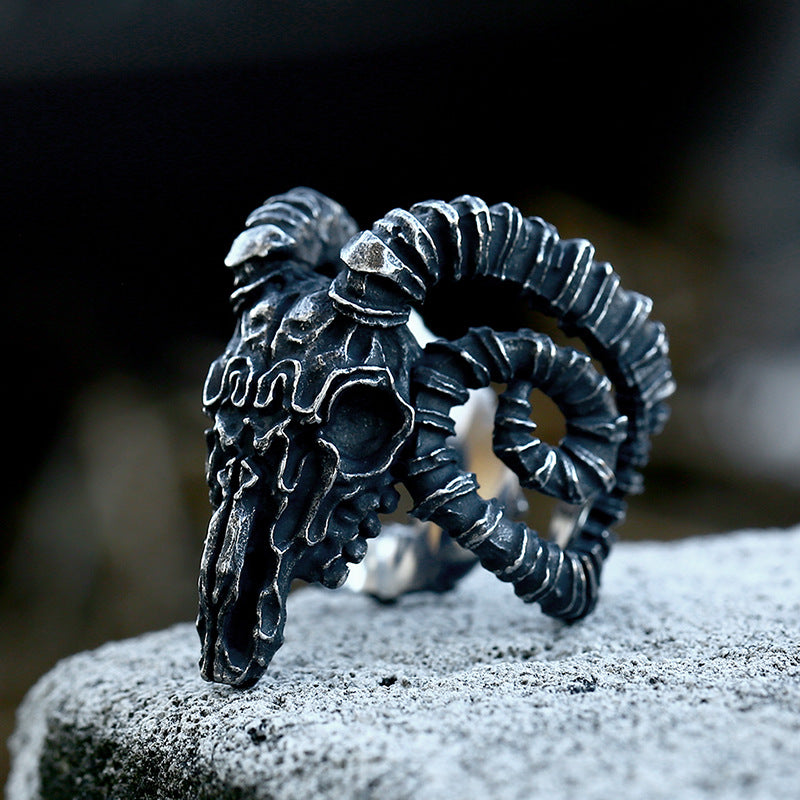 Men's Ram Skull Ring