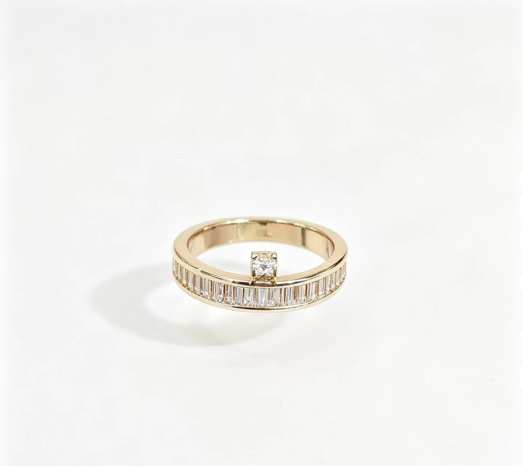 Gold-Tone Baguette Solitaire Ring
