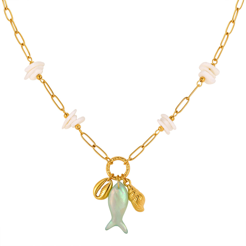 Seashell Charm Paperclip Necklace