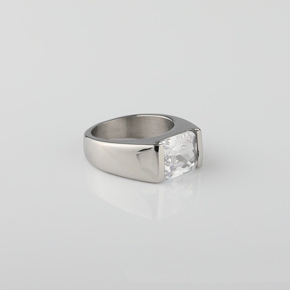 Square Zircon Solitaire Ring